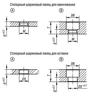 Стопорные шариковые пальцы из нержавеющей стали с резьбой