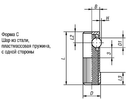 Упоры боковые пружинные, форма C