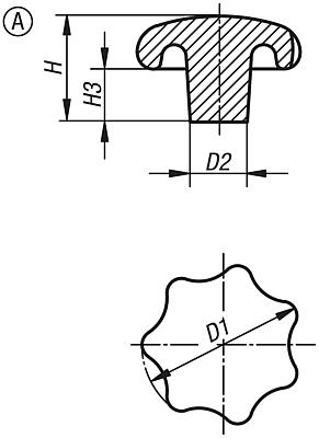 Рукоятки звездообразные, аналог DIN 6336, из алюминия, форма A, отливка