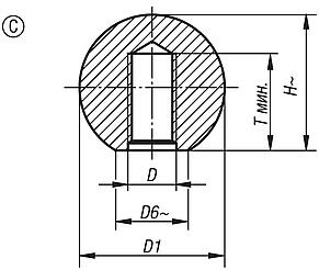 Ручки круглые, термопласт DIN 319 расширенный, форма C, с полимерной резьбой