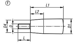 Рукоятки конусные, с наружной резьбой, форма F