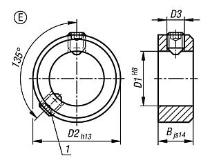 Регулировочные кольца DIN 705, сталь, форма E, шестигранное уплотнение