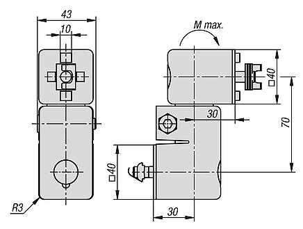 Фрикционные шарниры, легко регулируемые, 40/40 тип B