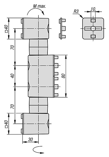 Фрикционные шарниры, двойные, 40/80/40 тип B