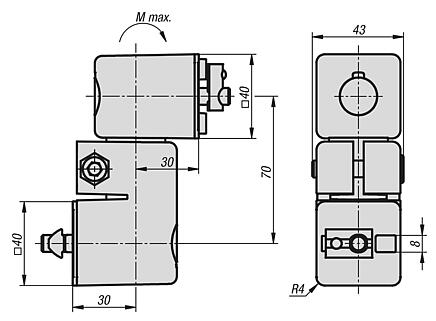 Фрикционные шарниры, легко регулируемые, 40/40 тип I
