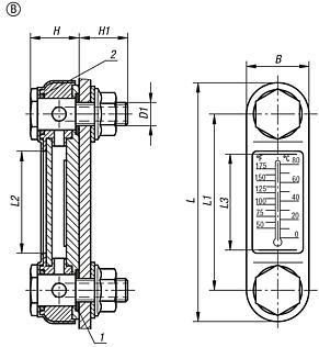 Указатели уровня масла, форма В, с термометром