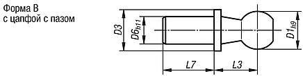 Шаровые цапфы для угловых шарнировDIN 71803, форма B