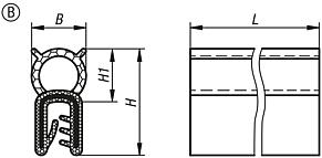 Уплотняющие защитные профили для кромок со встроенным сердечником из стальной проволоки, форма B