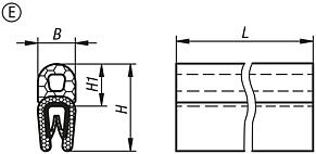 Уплотняющие защитные профили для кромок со встроенным сердечником из стальной проволоки, форма E