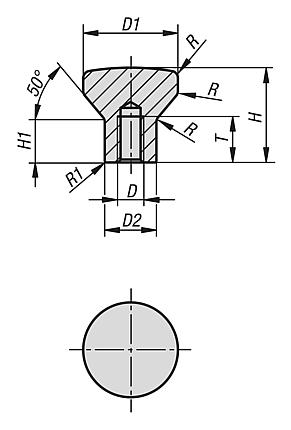 Mushroom knobs internal thread with high head for Hygienic USIT® sealing and shim washer Freudenberg Process Seals